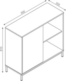 Armário Multiuso Beripe C/ 1 Portas E 3 Nichos Branco / Preto