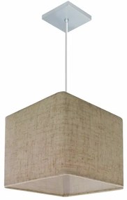 Lustre Pendente Quadrado Vivare Md-4058 Cúpula em Tecido 21/25x25cm - Bivolt