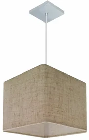 Lustre Pendente Quadrado Vivare Md-4058 Cúpula em Tecido 21/25x25cm - Bivolt