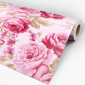 Papel de Parede Floral Rosa 0.52m x 3.00m