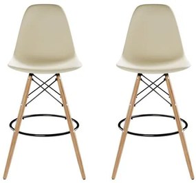 Kit 2 Banquetas Eames Polipropileno Fendi Base Dsw Madeira - 75462 Sun House