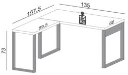 Mesa Escritório Em L Estilo Industrial F22 Freijó/Preto Fosco - Pradel