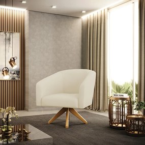 Poltrona Decorativa Giratória MA30 Kit 2 Stella Cotelê Ext/Veludo D03 - D'Rossi - Off White