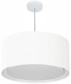 Lustre Pendente Cilíndrico Duplo Md-4296 Cúpula em Tecido 55x30cm Branco - Bivolt