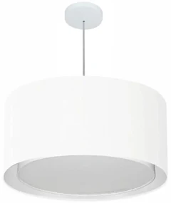 Lustre Pendente Cilíndrico Duplo Md-4296 Cúpula em Tecido 55x30cm Branco - Bivolt
