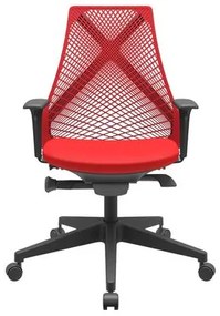 Cadeira Office Bix Tela Vermelha Assento Aero Vermelho Autocompensador Base Piramidal 95cm - 64026 Sun House