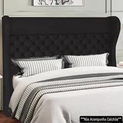 Cabeceira Cama Box Casal 140cm Trinidad P02 Sintético Preto - Mpozenat