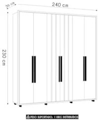 Guarda Roupa Casal 230cm Com 6 Portas Barok Opala/Cumaru Z10 - Mpozena