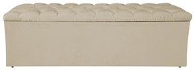 Calçadeira Estofada Liverpool 160 cm Queen Size Corano Bege - ADJ Decor