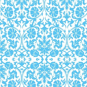 Papel de parede adesivo arabesco azul e branco