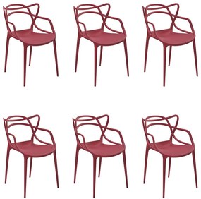 Kit 6 Cadeiras Decorativas Sala e Cozinha Feliti (PP) Cereja G56 - Gran Belo