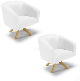 Poltrona Decorativa Giratória MA30 Kit 2 Stella Sintético D03 - D'Rossi - Branco