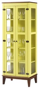 Cristaleira Bia 2 Portas cor Amarelo com Base Amendoa 180 cm - 62928 Sun House