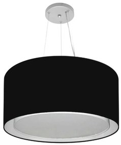 Lustre Pendente Cilíndrico Duplo Md-4300 Cúpula em Tecido 50x30cm Preto - Bivolt
