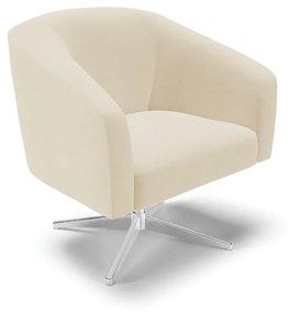 Poltrona Decorativa Giratória Cromada Stella Linho D03 - D'Rossi - A19 Bege