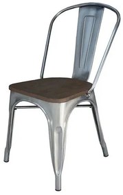 Cadeira Industrial Phoebe Metalizada com Assento em Madeira 82 cm - 68149 Sun House