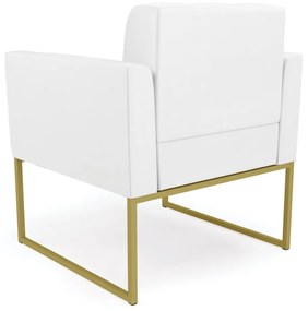 Poltrona Elisa Corino Branco Base Metálica Industrial Dourado - D'Rossi