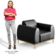 Kit 2 Poltronas Decorativas Base Gold Molino D06 PU B-159 Preto - Mpoz