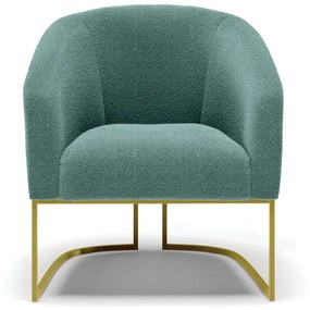 Poltrona Decorativa Base Industrial Dourado Stella Bouclê Vd Menta D03 - D'Rossi