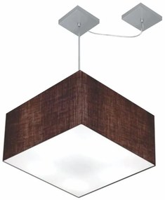 Lustre Pendente Quadrado Com Desvio de Centro Vivare Md-4270 Cúpula em Tecido 35x35cm - Bivolt