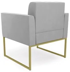 Poltrona Decorativa Base Industrial Dourado Ana Suede Cinza - Ibiza