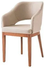 Poltrona Venice Estofada Lona Cru Base de Madeira Mel - 69134 Sun House