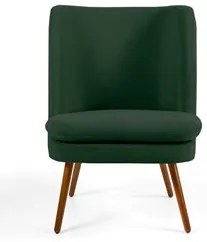 Poltrona Decorativa Pés Palito Madeira Pérsia Veludo C-303 Verde Musgo