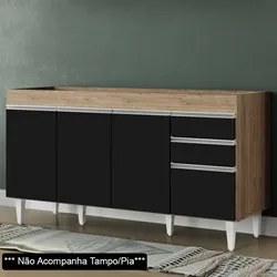 Balcão Gabinete para pia sem Tampo 150cm Marrocos Castanho/Preto - Lum