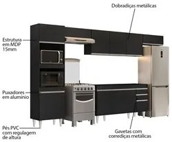 Armário de Cozinha Modulada 5 Peças CP13 Balcão Preto - Lumil