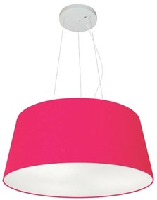 Lustre Pendente Cone Vivare Md-4048 Cúpula em Tecido 21/50x40cm - Bivolt - Rosa-Pink - 110V/220V