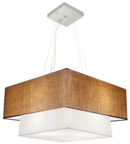 Lustre Pendente Duplo Quadrado Vivare Md-4066 Cúpula em Tecido 50x35cm Palha - Branco - Bivolt