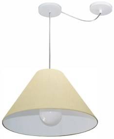 Lustre Pendente Cone Com Desvio Md-4272 Cúpula Tec 25/15x40cm Algodão Crú - Bivolt