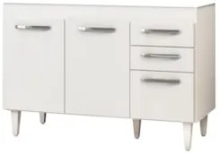 Balcão Gabinete 120cm Suécia sem Tampo 3 Portas 2 Gavetas Branco - Lum