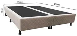 Base Box para Cama Casal Queen 158x198cm Bipartido Liz S05 Suede Borda