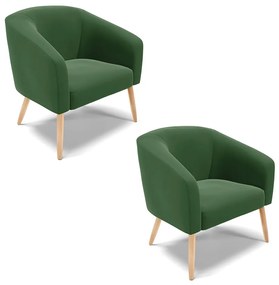 Poltrona Decorativa Pé Palito Natural Kit 2 Stella Suede D03 - D'Rossi - Verde