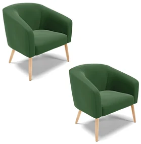 Poltrona Decorativa Pé Palito Natural Kit 2 Stella Suede D03 - D'Rossi - Verde