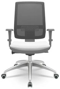 Cadeira Brizza Diretor Grafite Tela Preta Assento Aero Branco com Autocompensador e Base em Alumínio  - 65750 Sun House