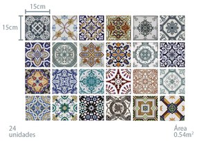 Adesivo Tiles - Conjunto com 24 peças
