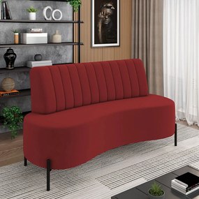 Sofá 2 Lugares Living 135cm Pé Ferro Pto Maraú Veludo K01 - D'Rossi - Vermelho