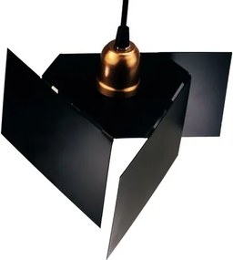 Luminária Pendente com Design Abstrato Preto com Cobre Mod: Tábor | Soq: E27