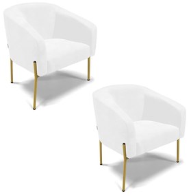 Cadeira Sala de Jantar Pé Ferro Dourado kit 2 Stella Sintético PU D03 - D'Rossi - Branco