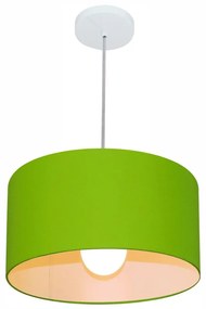 Lustre Pendente Cilíndrico Md-4146 Cúpula em Tecido 40x30cm Verde Limão - Bivolt