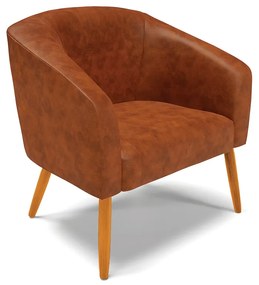 Poltrona Decorativa Pé Palito Castanho Stella Sintético PU D03 - D'Rossi - Nozes