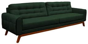 Sofá 3 Lugares Sala de Estar Eros 210 cm Veludo Esmeralda Base Fixa G15 - Gran Belo