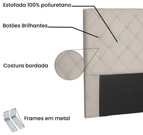 Cabeceira Tania Para Cama Box Solteiro 90 cm Suede - D'Rossi - Bege