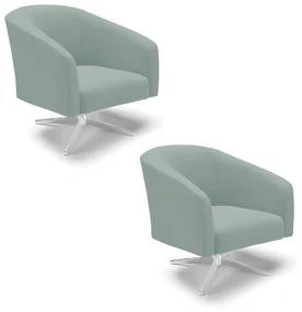 Poltrona Decorativa GiratĂłria Cromada Kit 2 Stella CotelĂŞ Ext/Veludo Menta D03 - D'Rossi