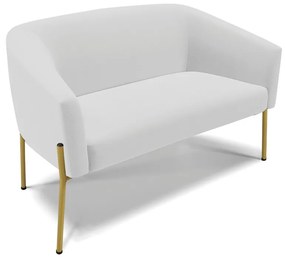 Sofá 2 Lugares Namoradeira Pé de Ferro Dourado Stella Linho D03 - D'Rossi - A05 Cinza