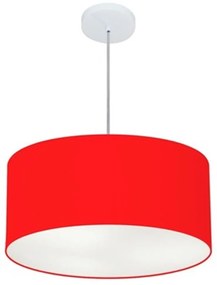 Lustre Pendente Cilíndrico Md-4100 Cúpula em Tecido 50x25cm Vermelho - Bivolt
