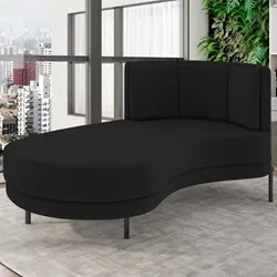 Chaise Longue Divã 164cm Braço Direito Logus D06 Veludo Preto - Mpozen