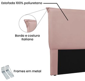 Cabeceira Cama Box Solteiro 90 cm Garden Veludo S04 - D'Rossi - Rosa